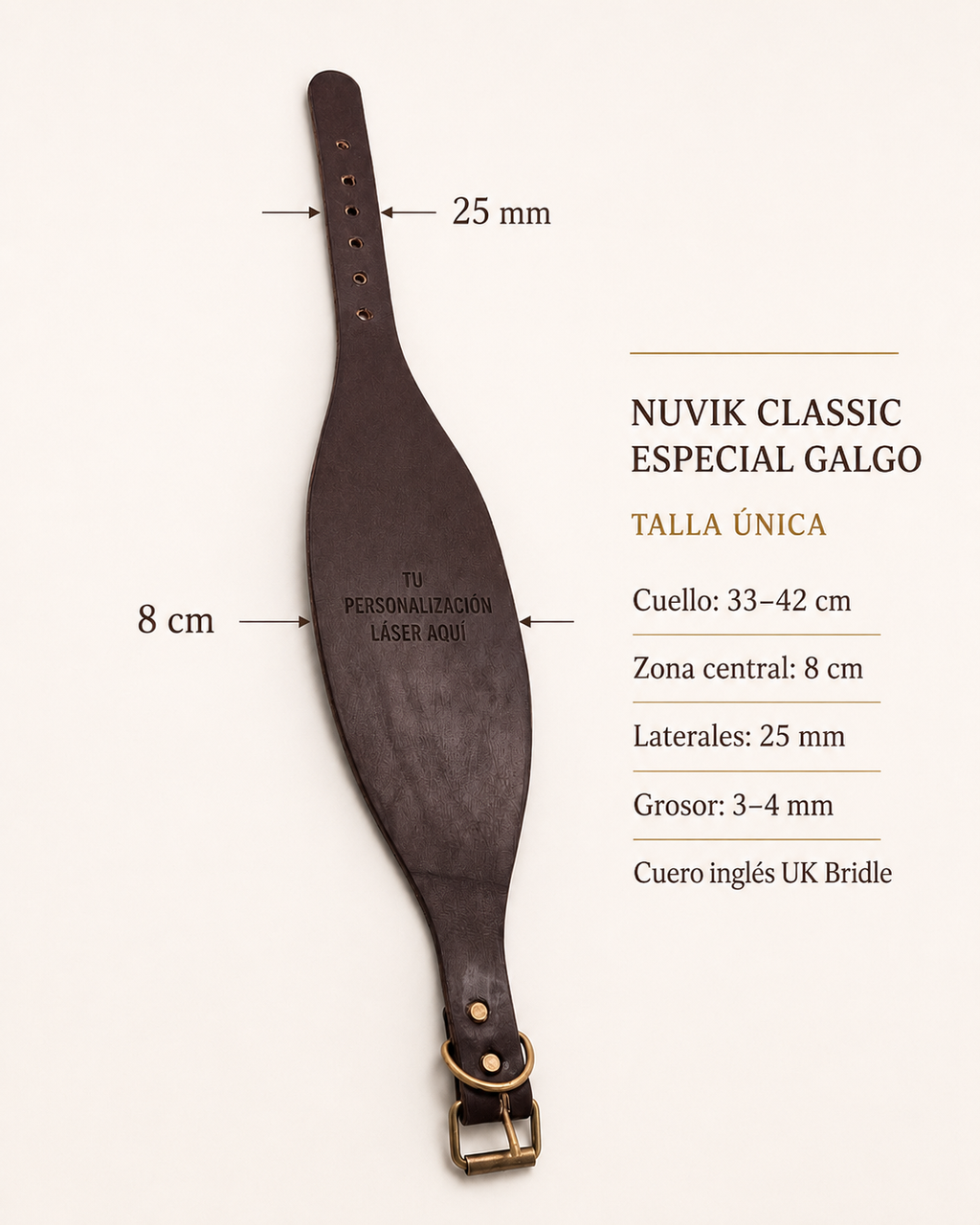 Nuvik Classic ESPECIAL GALGO collar premium de cuero para galgos
