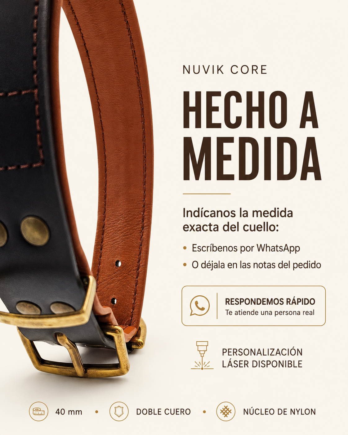 Collar para perros NUVIK Core – Cuero acolchado y reforzado
