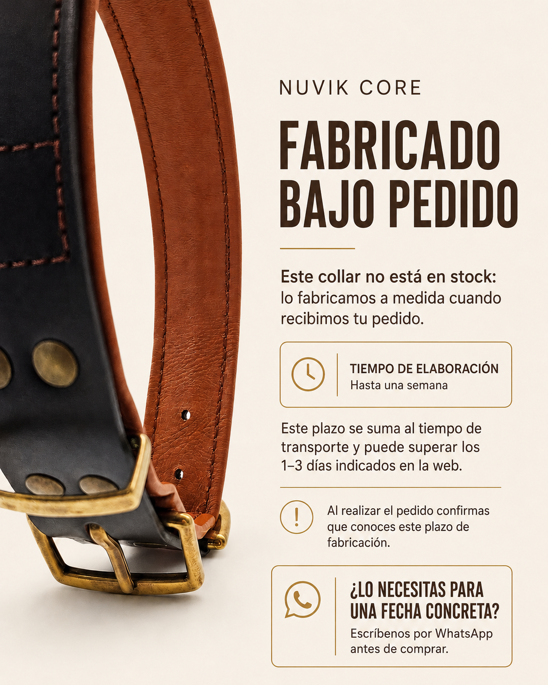 Collar para perros NUVIK Core – Cuero acolchado y reforzado