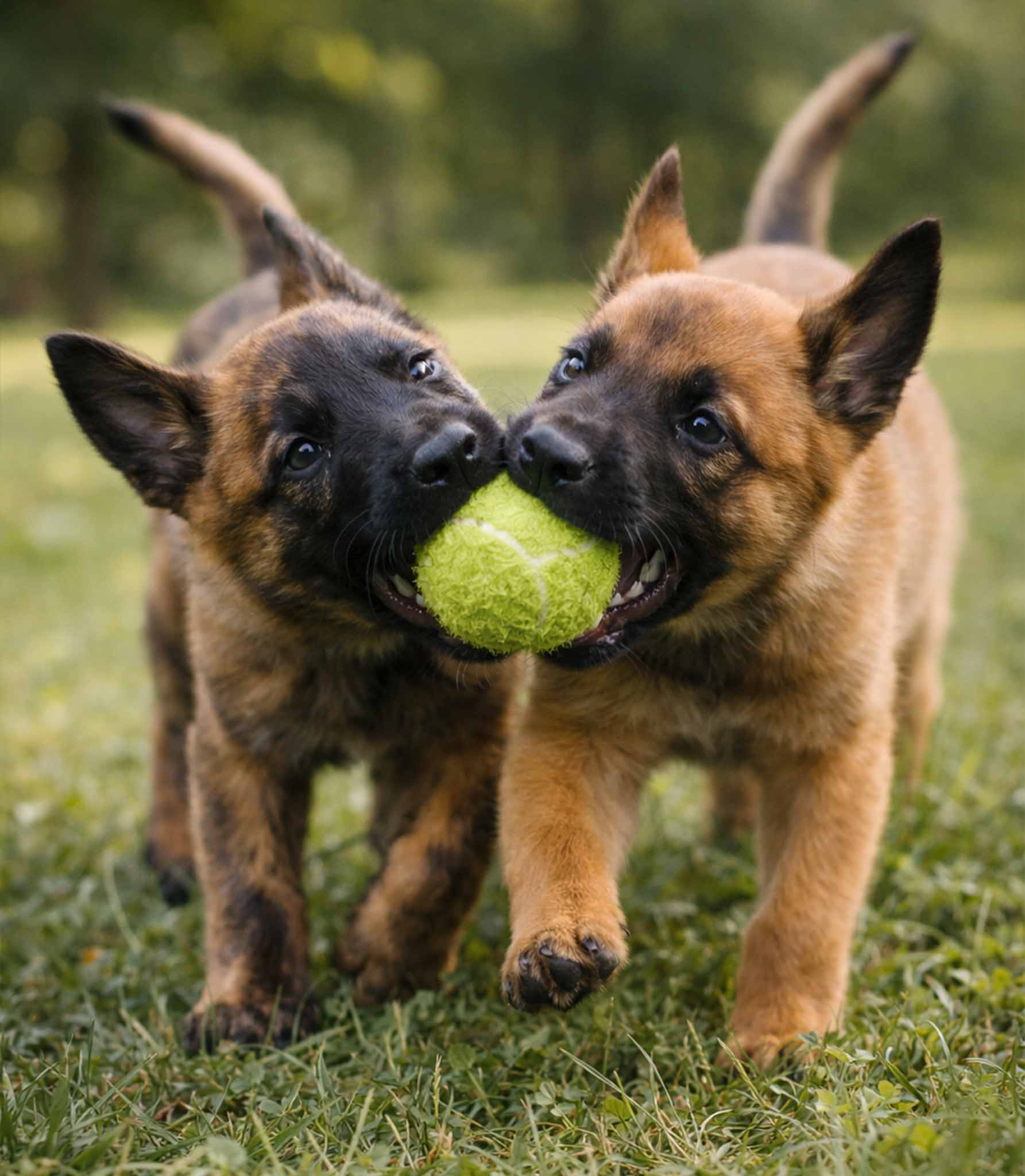 dos mallinois jugando