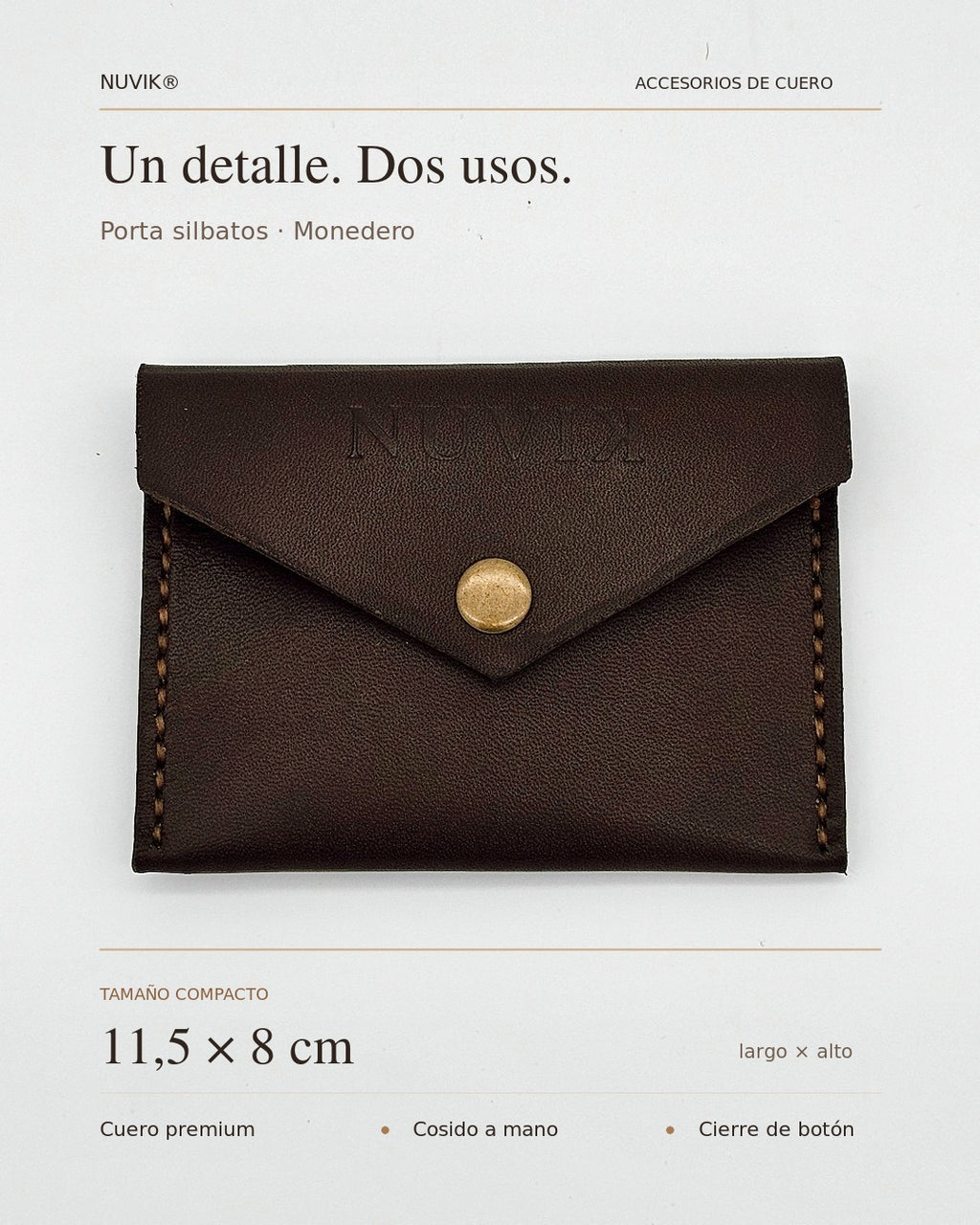 NUVIK Duo – Porta silbato y monedero de cuero.