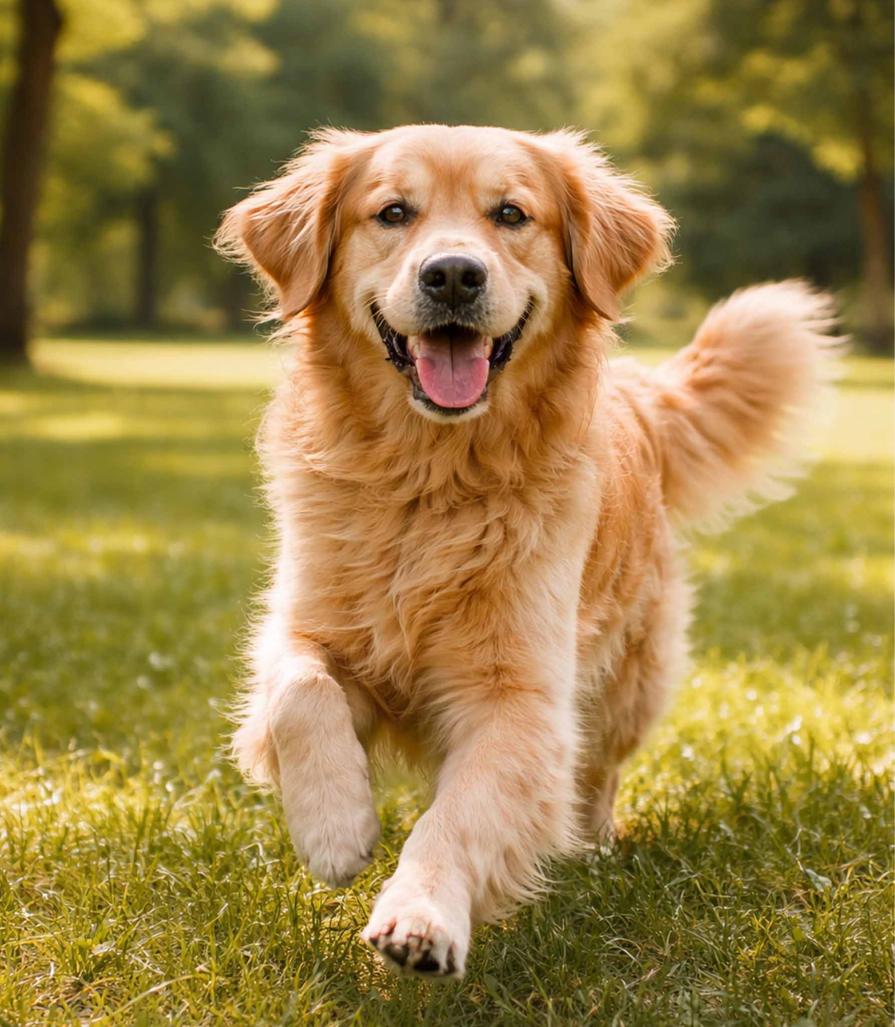 golden corriendo contento