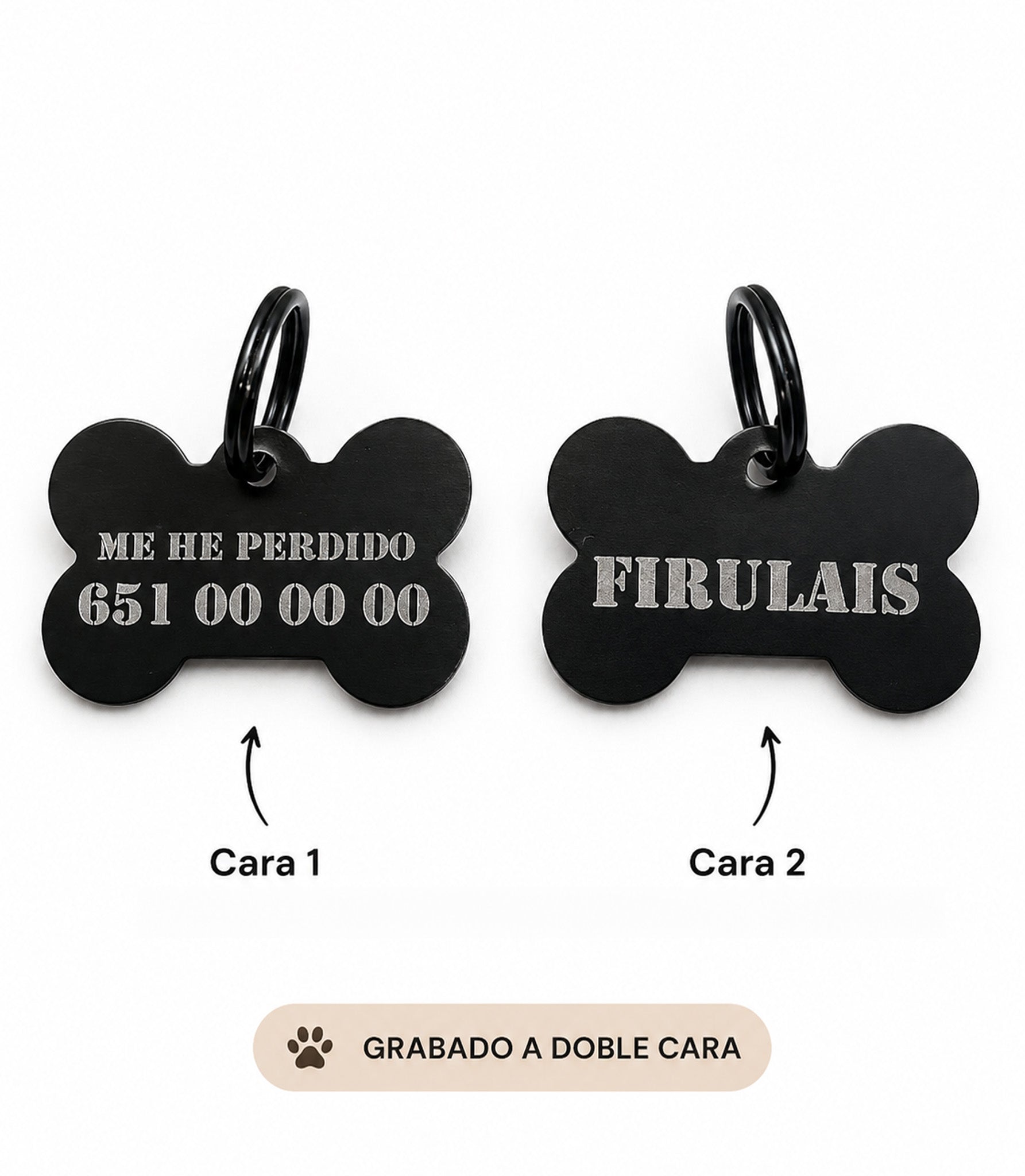 chapa con grabado doble cara para perros
