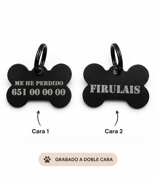 chapa con grabado doble cara para perros